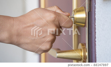 Image of locking / unlocking the entrance key Image of locking / unlocking the entrance key 88147897