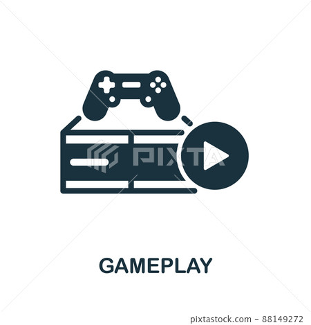 Gameplay icon. Monochrome simple Gameplay icon for templates, web design and infographics 88149272