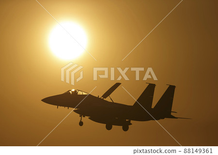 Sunset and F-15 Eagle 88149361