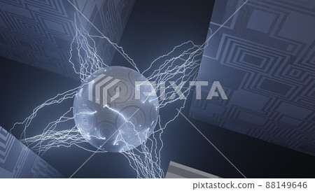 CG 閃電：一個會放電的球體和一個帶有圖案的立方體 88149646