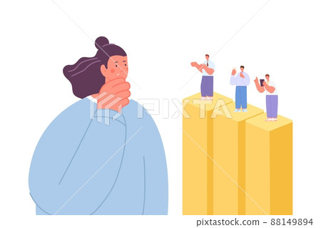 Woman choose man. HR and recruitment, personal choosing. Female business leader look new team, vector concept 88149894
