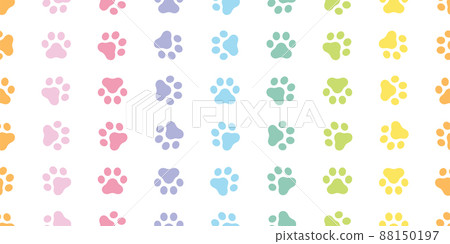 dog paw seamless pattern footprint cat rainbow color french bulldog icon vector puppy kitten cartoon doodle isolated repeat wallpaper tile background illustration design clip art 88150197