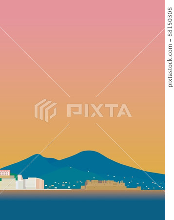 Naples napoli vesuvius volcano monte vesuvio egg castle evening view 88150308