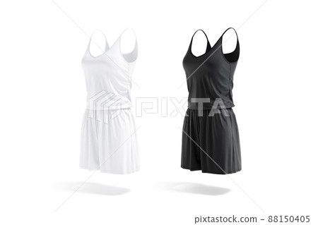 Blank black and white women romper mock up, side view 88150405