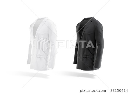 Blank black and white men blazer mock up, side view Blank black and white men blazer mock up, side view 88150414