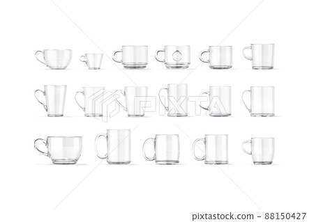 Blank glass mug mock up, different types, front view 88150427
