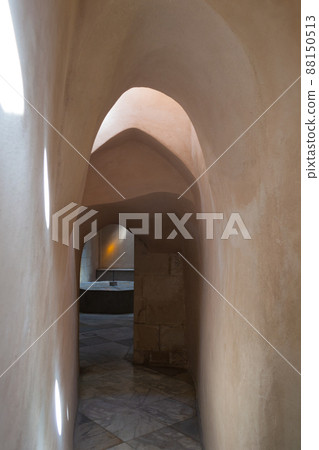 Aged narrow stone vaulted passage, historical traditional Hamam Inal public bathhouse, Cairo, Egypt Aged narrow stone vaulted passage, historical traditional Hamam Inal public bathhouse, Cairo, Egypt 88150513