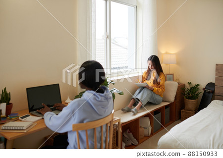 Students Studying in Dormitory 88150933