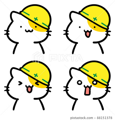 Facial expression illustration set of cute cat character of construction site staff Facial expression illustration set of cute cat character of construction site staff 88151378