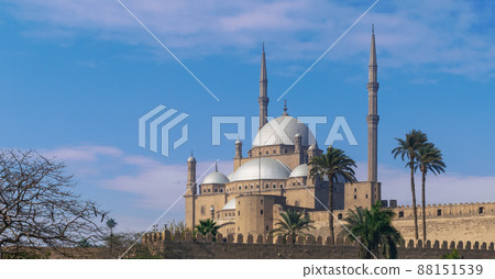 Ottoman style Great Mosque of Muhammad Ali, Citadel of Cairo, commissioned by Muhammad Ali Pasha, Cairo, Egypt 88151539