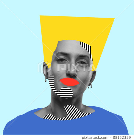 Contemporary colorful and conceptual bright art collage. Modern design. Ideas, inspiration. Cyberpank fashion, digital bright outfit Contemporary colorful and conceptual bright art collage. Modern design. Ideas, inspiration. Cyberpank fashion, digital bright outfit 88152339