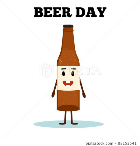 National Beer day. Funny bottle of beer. Flat vector illustration National Beer day. Funny bottle of beer. Flat vector illustration 88152541