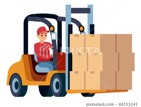 Warehouse forklift icon. Storage shipping logistic machine Warehouse forklift icon. Storage shipping logistic machine 88153241