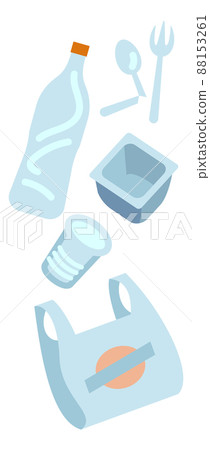 Plastic trash recycling icon. Package waste garbage Plastic trash recycling icon. Package waste garbage 88153261