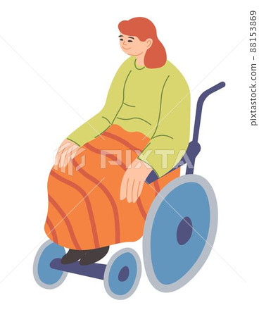 Female character on wheelchair, disability vector 88153869