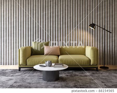 Interior of modern living room with fireplace 3D rendering 88154565