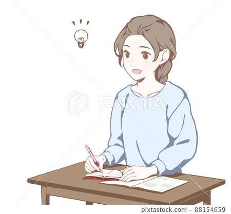 一個女人在辦公桌前寫信(靈感/微笑) 一個女人在辦公桌前寫信(靈感/微笑) 88154659