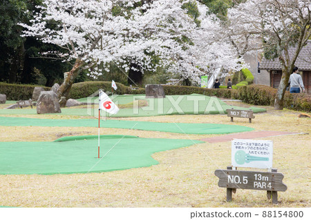 Putt golf course Golf hole and flagpole Putt golf course Golf hole and flagpole 88154800