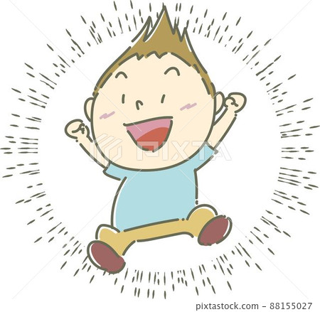 Smile, laugh, fly, jump up, boy, concentrated line Smile, laugh, fly, jump up, boy, concentrated line 88155027