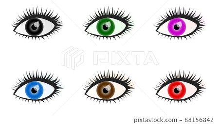 女性眼睛與彩色接觸的插圖 女性眼睛與彩色接觸的插圖 88156842