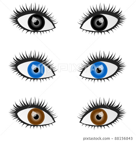 女性眼睛與彩色接觸的插圖 88156843