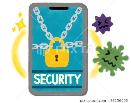 Colored pencil hand-drawn illustrations Smartphones with perfect security measures Colored pencil hand-drawn illustrations Smartphones with perfect security measures 88156905