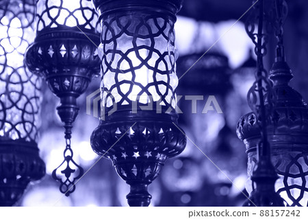 Traditional vintage Turkish lamps over light background Traditional vintage Turkish lamps over light background 88157242