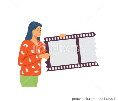 Motion designer or film editor character, flat vector illustration isolated. Motion designer or film editor character, flat vector illustration isolated. 88158901