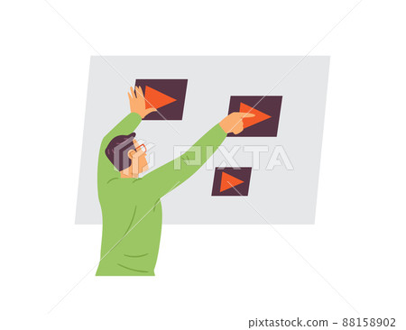 Motion designer in process of creating project, vector illustration isolated. Motion designer in process of creating project, vector illustration isolated. 88158902