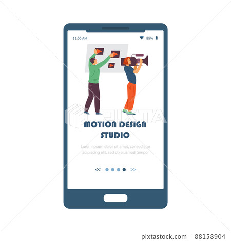 Motion design studio onboarding page of mobile app, flat vector illustration. Motion design studio onboarding page of mobile app, flat vector illustration. 88158904