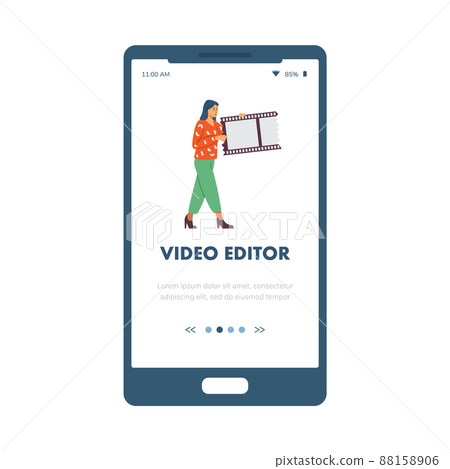 Video editor service or education onboarding page, flat vector illustration. Video editor service or education onboarding page, flat vector illustration. 88158906