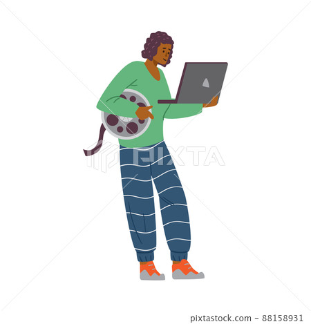 Professional motion designer or videographer flat vector illustration isolated. Professional motion designer or videographer flat vector illustration isolated. 88158931