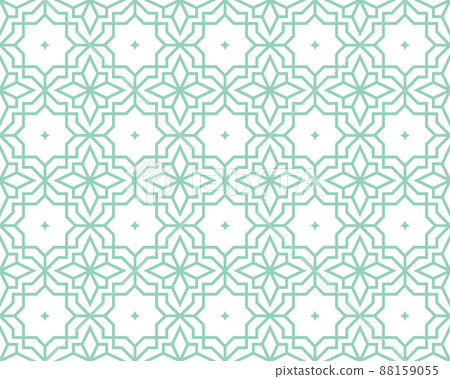 Abstract geometry pattern in Arabian style. Seamless vector background. White and green graphic ornament. Simple lattice graphic design Abstract geometry pattern in Arabian style. Seamless vector background. White and green graphic ornament. Simple lattice graphic design 88159055