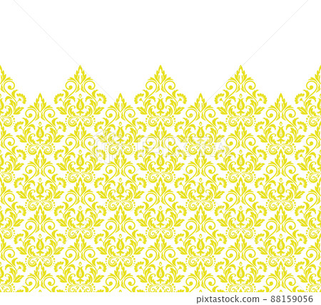 Wallpaper in the style of Baroque. Modern vector background. White and yellow floral ornament. Graphic pattern for fabric, wallpaper, packaging. Ornate Damask flower ornament Wallpaper in the style of Baroque. Modern vector background. White and yellow floral ornament. Graphic pattern for fabric, wallpaper, packaging. Ornate Damask flower ornament 88159056