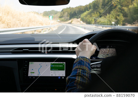 The driver's seat of a car that runs along the navigation The driver's seat of a car that runs along the navigation 88159070