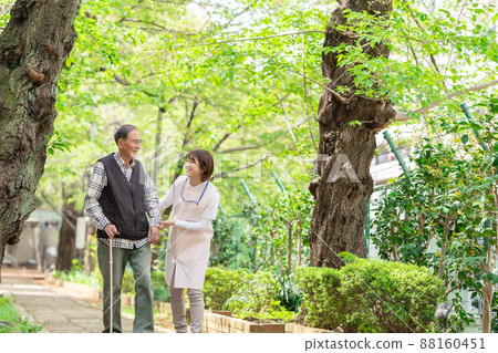 Nursing image Fresh green senior male caregiver 88160451