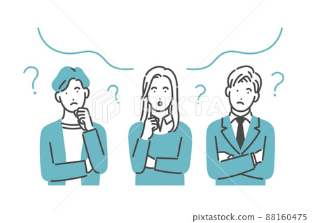 Three men and women who are worried Three men and women who are worried 88160475