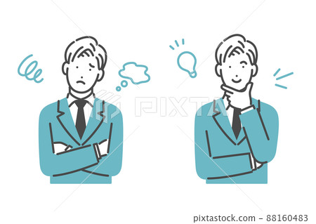A man who is worried and a man who came up with a solution A man who is worried and a man who came up with a solution 88160483