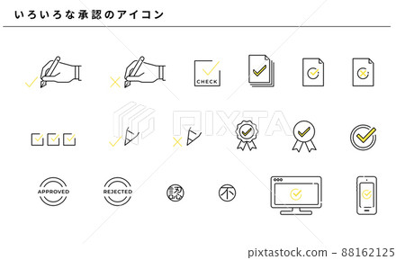 Simple icon set with various approvals, vector material 88162125