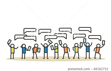 Group people chat on mobile phone illustration chat feedback vector. Man and woman person communication social business background speech. Talk concept conversation discussion teamwork banner 88162732