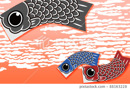 五月的浮世繪夕陽 鯉魚旗在天上游弋的父母和孩子 五月的浮世繪夕陽 鯉魚旗在天上游弋的父母和孩子 88163228