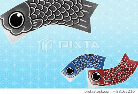 Parent and child of carp streamer with texture swimming in the sky with hemp leaf pattern in May Parent and child of carp streamer with texture swimming in the sky with hemp leaf pattern in May 88163230