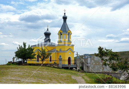 Saint Maria or Saint Mary Church in Old Orhei, Moldova. This church is part of an ancient cave monastery complex in Orhei National Park. This was the first national park in Moldova. 88163996
