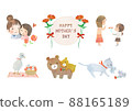 Illustration set of animal parent and child on Mother's Day 88165189
