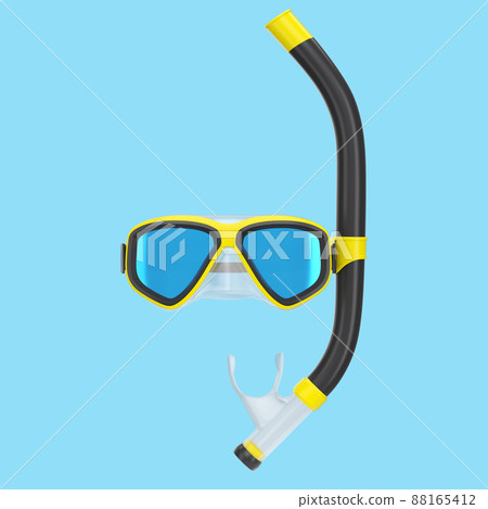 Yellow diving mask and snorkel isolated on a... - Stock Illustration ...