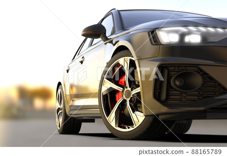 Black sport generic unbranded car in outdoor space 88165789