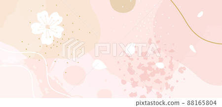 Japanese aesthetic background pattern. Tradition oriental design style banner card with geometric elements and abstract shapes. Pale colors and aesthetics.  88165804