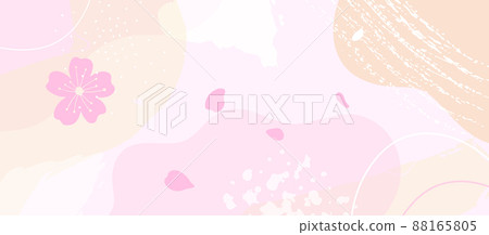 Japanese aesthetic background pattern. Tradition oriental design style banner card with geometric elements and abstract shapes. Cute pink floral design.  88165805