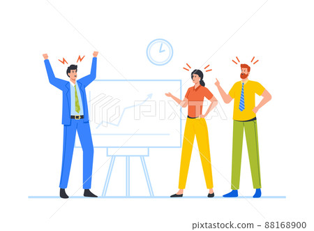 Angry Business Men and Woman Quarrel, Fight, Waving Fists, Arguing. Business Team Conflict, Competition, Fighting Angry Business Men and Woman Quarrel, Fight, Waving Fists, Arguing. Business Team Conflict, Competition, Fighting 88168900
