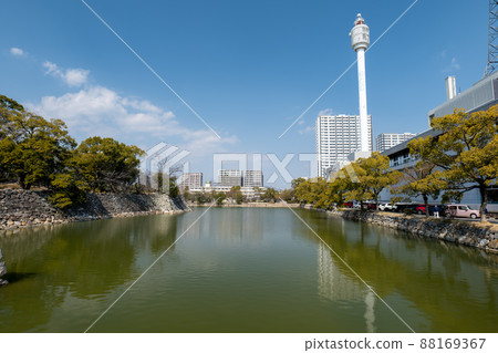 Blue Sky and Hiroshima Castle Moat RCC China Broadcasting Tower 88169367